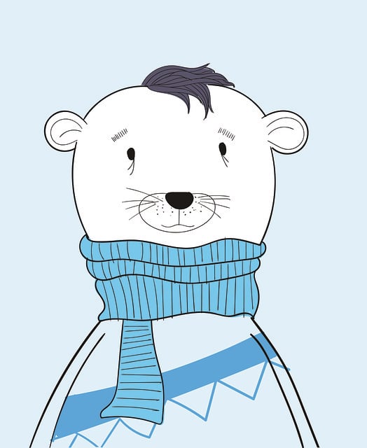 Free bear scarf winter illustration