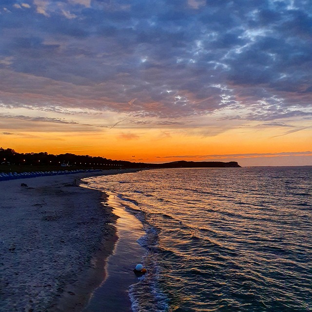 Abend, Abendrot, Meer, Strand, Wasser
