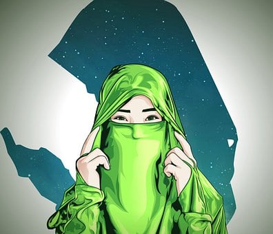 Hidžáb, Muslimský, Dívka, Modlit Se