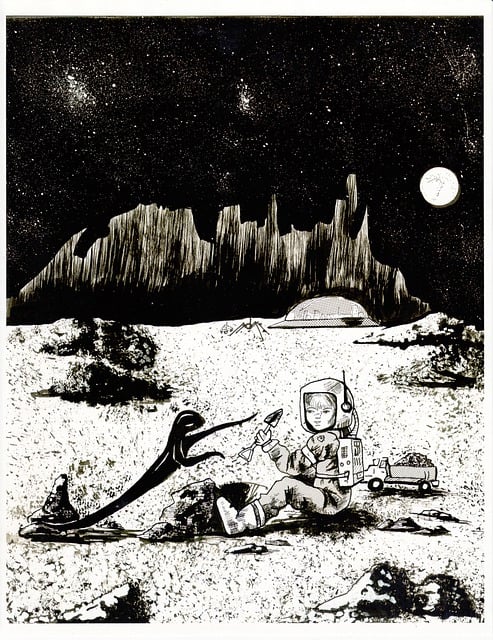 Free moon alien astronaut illustration