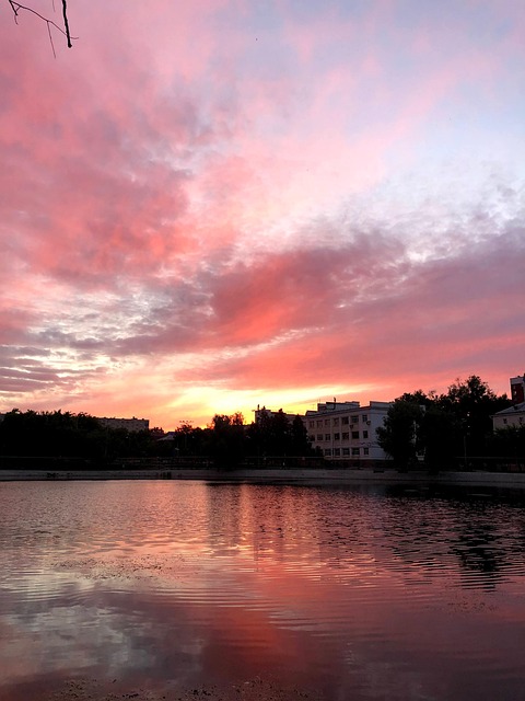 Cielo, Atardecer, Nubes, Lago, Horizonte