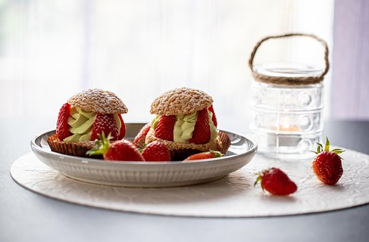 Kuchen, Erdbeere, Pistazie, Dessert