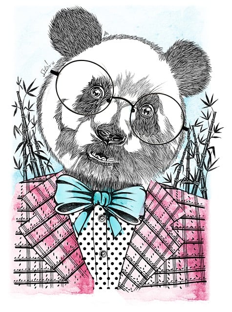 Free panda costume portrait illustration