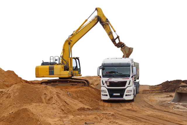 Bagger, Lastwagen, Baustelle, Seite ˅