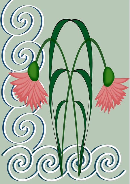 Blumen, Ornament, Postkarte, Muster
