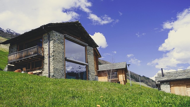 Casas, Edifícios, Hill, Suíça, Céu
