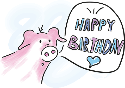 Free Pig Happy Birthday vector and picture