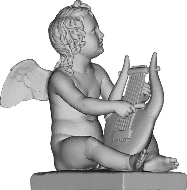 Amor, Statue, 3D, Porträt, Liebe