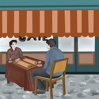 Cafe, Backgammon, Das Spiel, Tee