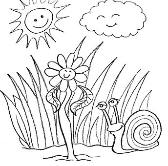 Blume, Schnecke, Sonne, Wolke, Natur
