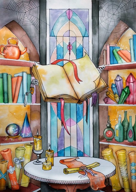 Free books library potions illustration
