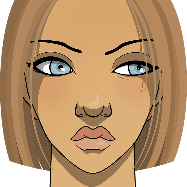 Free woman short hair suspicious illustration