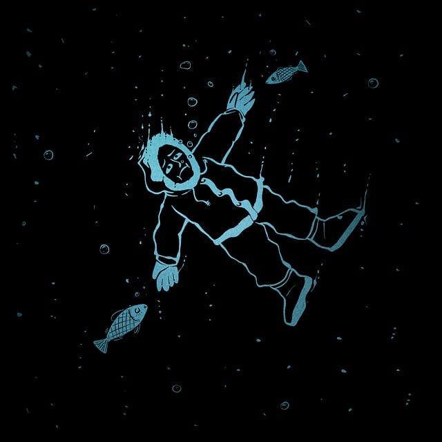 Free fish swimming man illustration