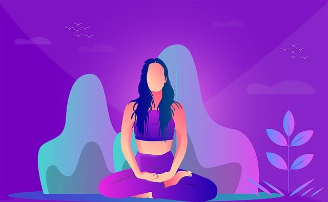 Free woman yoga nature illustration