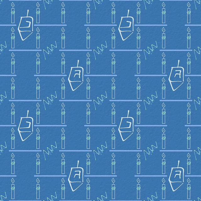 Free blue dreidel candles illustration