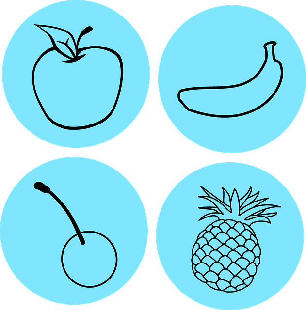 Frukt, Mat, Ikon, Eple, Banan, Kirsebær