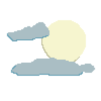 Maan, Pixel, Pixelart, Wolken
