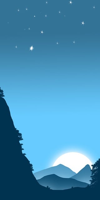 Free moon night mountains illustration