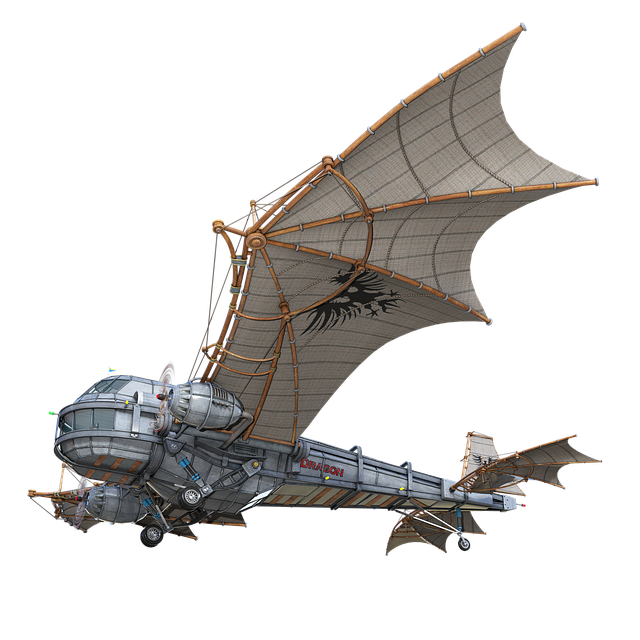 Free steampunk plane airship illustration