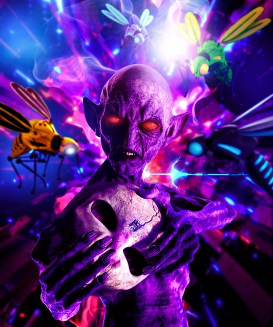 Free alien mosquito surreal illustration