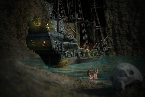 Fantasia, Navio Pirata, Sereia, Mar