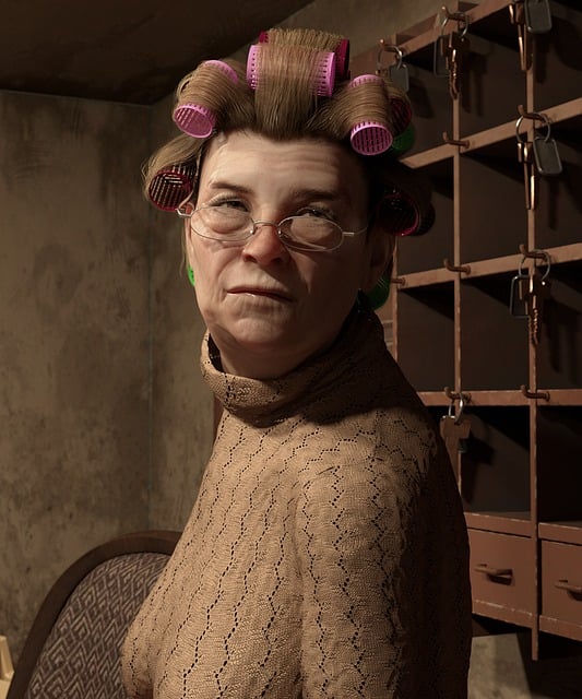 Mulher, Senior, Encrespador, Retrato