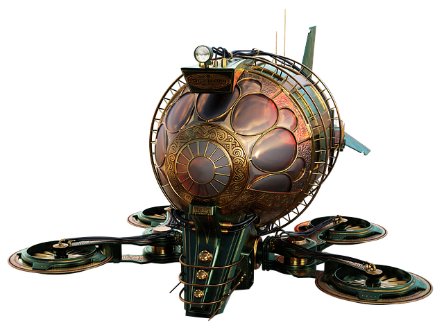 Free steampunk plane airship illustration