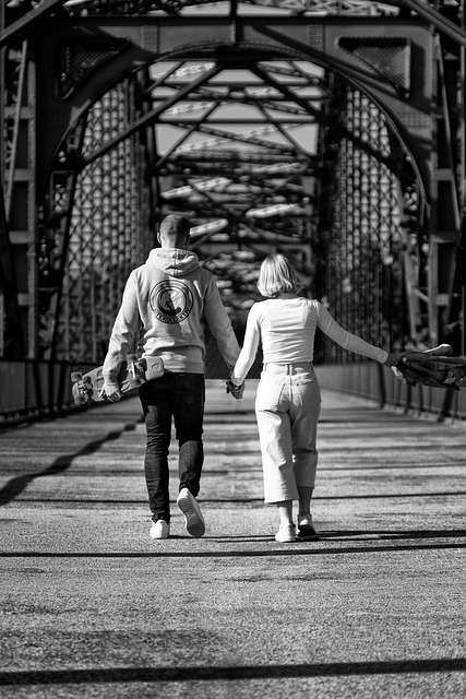 Brücke, Paar, Hände Halten, Laufen