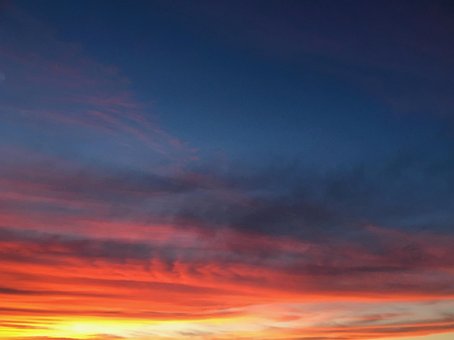 Cielo, Nubes, Azul, Naranja, Amarillo