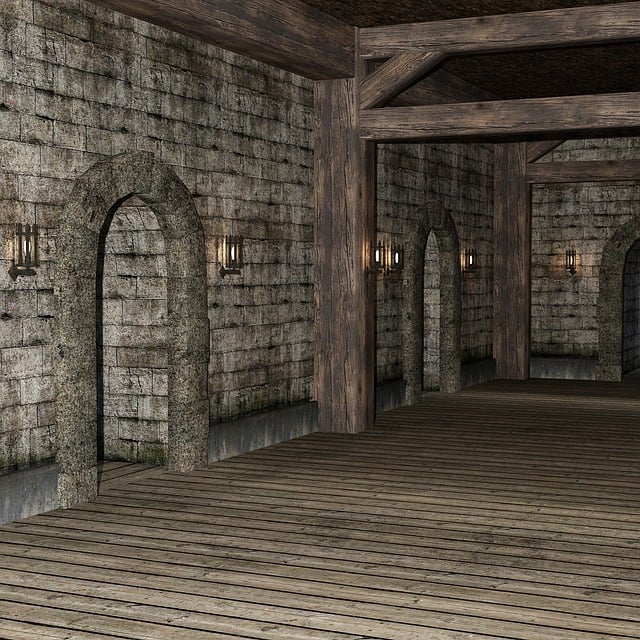 Free corridor building castle illustration