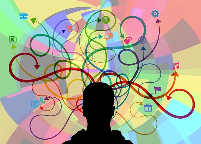 Free head silhouette multitasking illustration