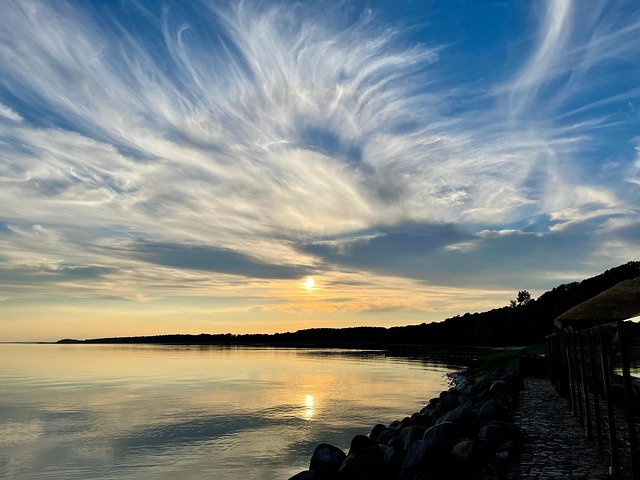 Ocean, Hav, Solnedgang, Skumring