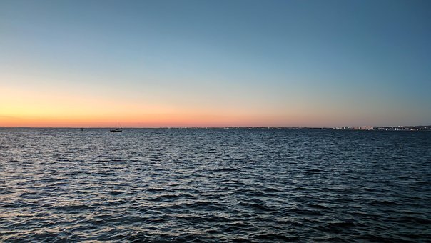 Solnedgang, Havet, Minimalisme, Hav