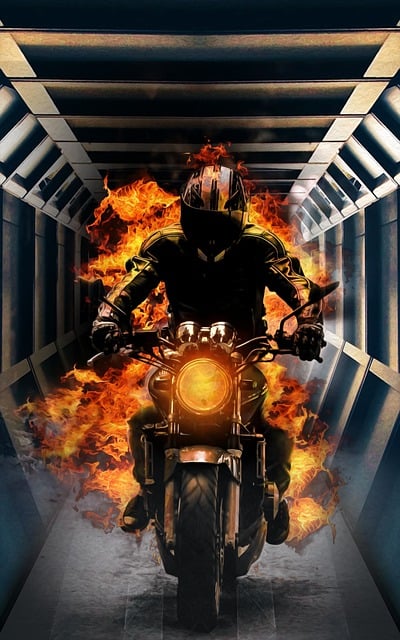 Free tunnel biker fire illustration