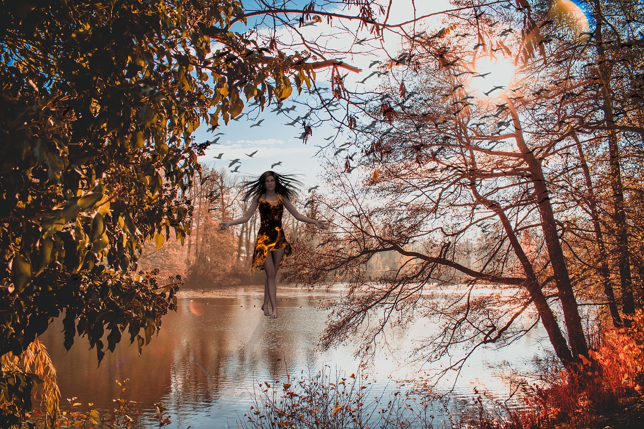 Download Lake, Composing, Woman. RoyaltyFree Stock Illustration Image