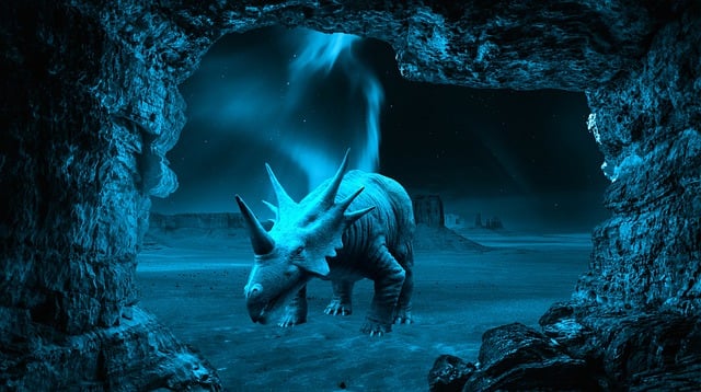 Free dinosaur night fantasy illustration