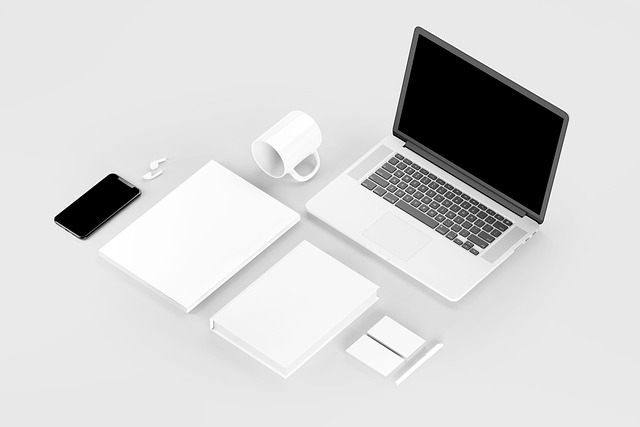 Free laptop workspace mockup illustration