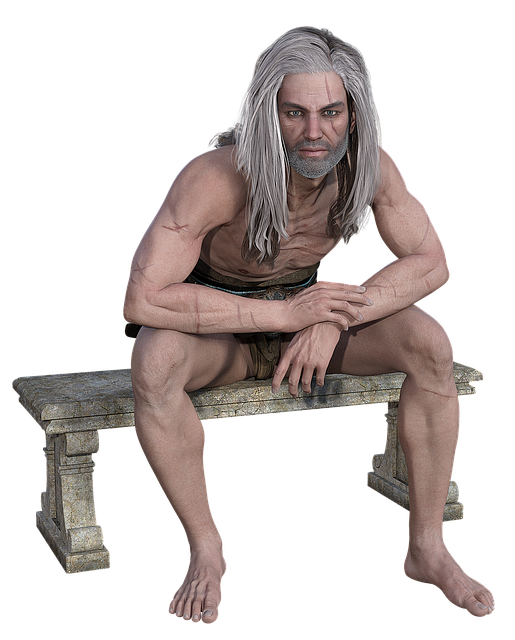 Free man fighter stone bench illustration