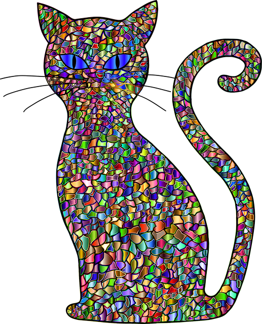 Free cat mosaic colorful vector