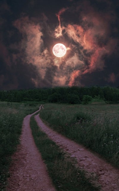 Free road path moon illustration