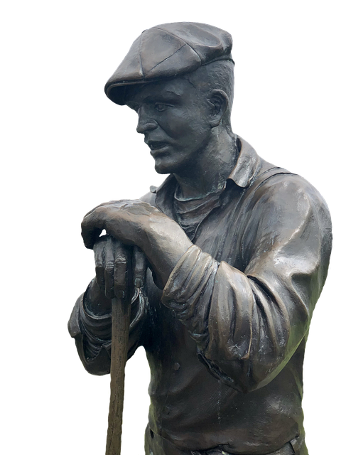 Mann, Isolert, Statue, Bronse, Lokk