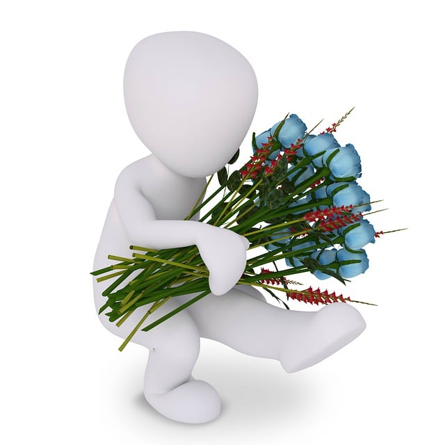 Free man tulips flowers illustration