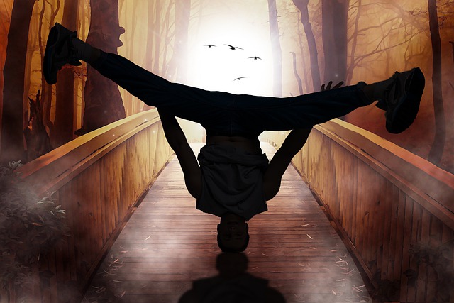 Free break dancing bridge dancer illustration