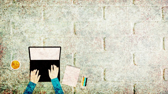 Free computer typing brick wall illustration
