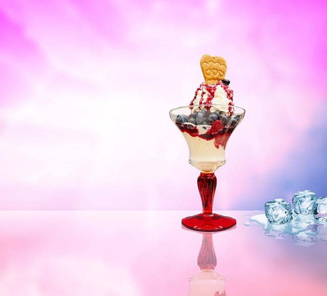 Eis, Eisbecher, Obst, Hintergrund