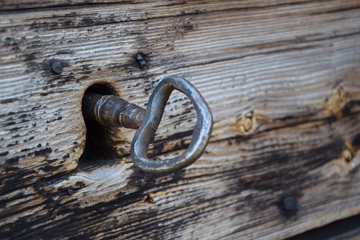 Alte Tür, Lock, Schlüssel, Hölzern, Rost