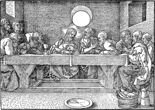 Free last supper jesus line art vector