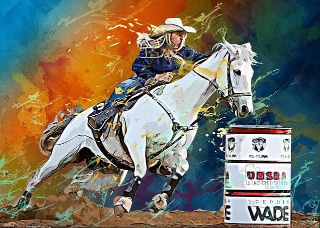 Free horse cowgirl barrel illustration