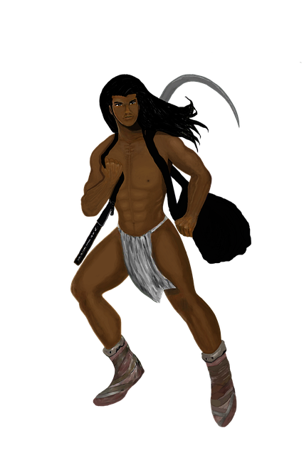 Free man prehistoric long hair illustration