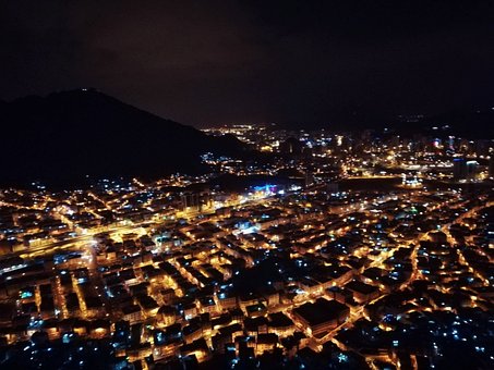 Free City At Night Aerial View Of City photo and picture